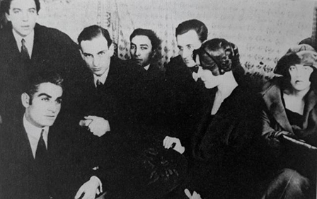 L. Gudiashvili (The Bottom of the Left Corner), A. Breton, Ph. Soupault, L. Aragon. Gudiashvili's Studio. Paris