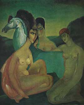 Lado Gudiashvili. With Blue Horse. 1920. Canvas, Oil. © Ch. Gudiashvili