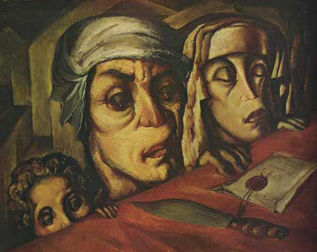 Lado Gudiashvili. Evil Family. 1929. Canvas, Oil. © Ch. Gudiashvili