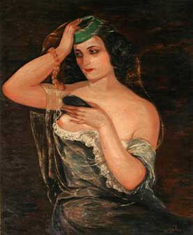 Lado Gudiashvili. Woman with Green Headdress (Nina Gudiashvili). 1940. Canvas, Oil. © Ch. Gudiashvili 