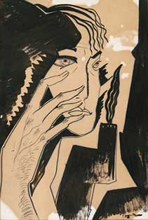 Lado Gudiashvili. Portrait of Pasternak. 1966. Paper, Indian Ink. © Ch. Gudiashvili
